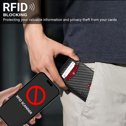 VATAN Wallet for Men Slim RFID Blocking Leather Credit Card Holder Wallet for 15 Cards, Bifold Minimalist Thin Wallet with 2 ID Windows & Cash Slot, with Gift Box (Carbon Fiber Black) 🍁 All In One Marketplace Canada