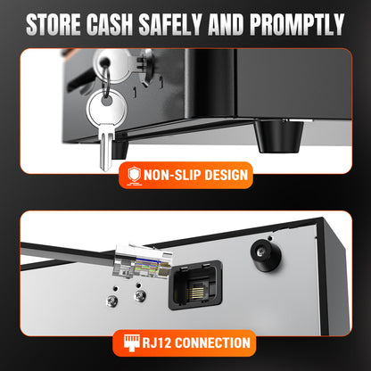 Tera 16" Auto Open Cash Register Drawer Insert Tray 5 Bill 8 Coin for Point of Sale (POS) System with Removable Cash Tray Media Slot 24V RJ12 Key-Lock (Round Corner) for Small Businesses Retail 405R 🍁 All In One Marketplace Canada