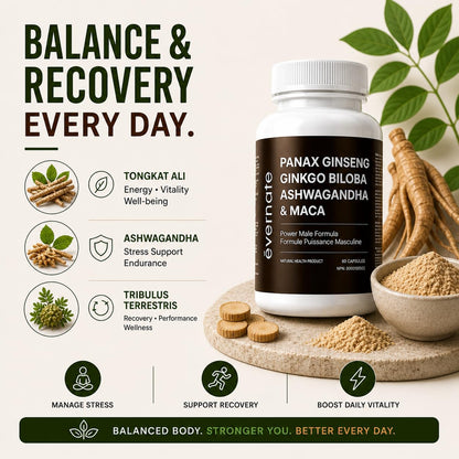 ONE Maca, Ginkgo Biloba, Panax Ginseng, Tribulus, Tongkat Ali, L-Arginine & Ashwagandha – Energy, Stamina, Endurance & Vitality Support – Made in Canada 🍁 All In One Marketplace Canada