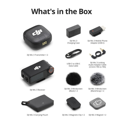 DJI Mic 3 (2 TX + 1 RX + Charging Case), Wireless Microphone for iPhone/Camera/Android, Ultralight, Adaptive Gain Control for Balanced Volume, Dual Band Anti-Interference, 28hrs Use, Vlog 🍁 All In One Marketplace Canada