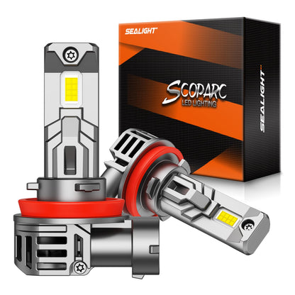 SEALIGHT H11 LED Headlight Bulbs, 40000LM 6500K Cool White Light Bulbs with Cooling Fan, 1:1 Mini Size H8 H9 H16 Led Headlight, 3 Min Plug-N-Play, H11 Halogen Replacement, Pack of 2 🍁 All In One Marketplace Canada
