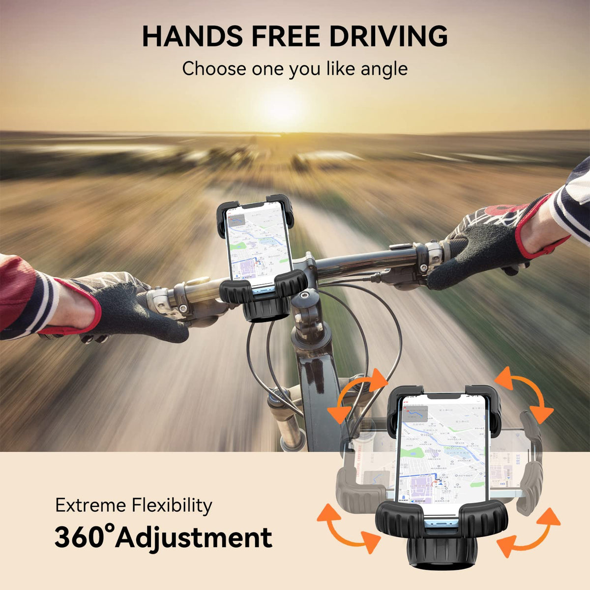 Motorcycle/Bicycle Phone Mount for 4.7-6.8" Phones (Orange) 🍁 All In One Marketplace Canada