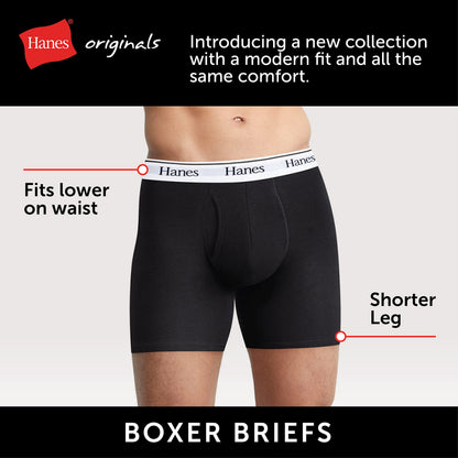 Hanes Originals Men's Boxer Briefs, Stretch Cotton Moisture-Wicking Underwear, Modern Fit Low Rise, Pack of 4, Grey/Black assortement, Size X Large 🍁 All In One Marketplace Canada