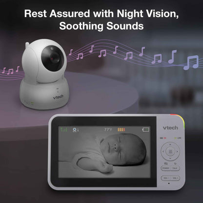 VTech VM924 Pan & Tilt Video Baby Monitor, 5" LCD Screen, Up to 17 Hrs Video Battery Life, Plug & Play, 1.33x Zoom, Night Vision, Up to 1000ft Range, Soothing Sounds, 2-Way Talk, Secured Transmission 🍁 All In One Marketplace Canada