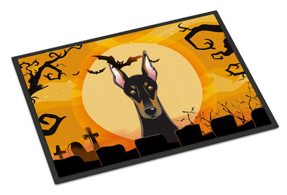 Caroline's Treasures BB1803MAT Halloween Doberman Doormat 18x27 Front Door Mat Indoor Outdoor Rugs for Entryway, Non Slip Washable Low Pile, 18H X 27W