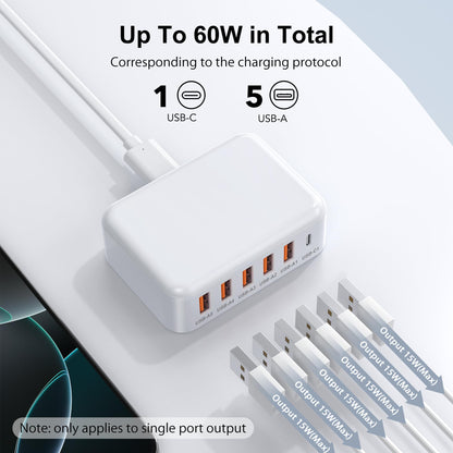 USB Charging Station for Multiple Devices, 60W 6-Port USB C Charger Fast Charging Block Hub, Multi USB Charger Station Power Strip Adapter for iPhone 17 16 15 14 13 12 Pro Max Tablets Smartphones 🍁 All In One Marketplace Canada