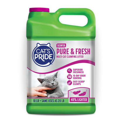 Cat's Pride Premium Lightweight Clumping Litter: Pure & Fresh - Up to 10 Days of Powerful Odor Control - Multi-Cat, Scented, 10 Pounds 🍁 All In One Marketplace Canada