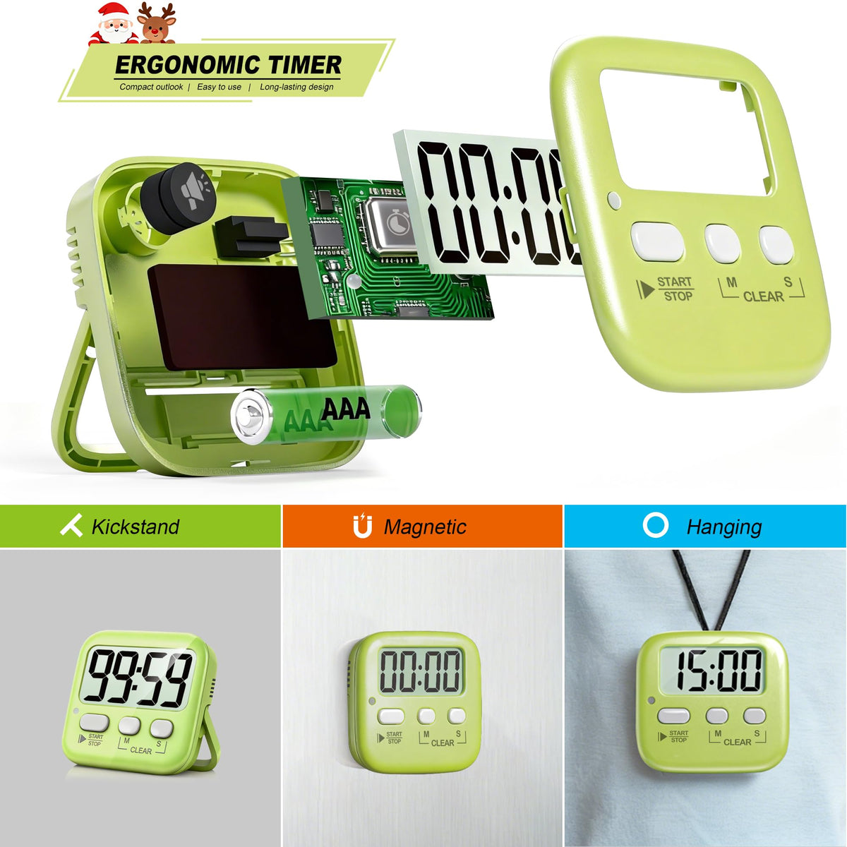 Antonki 2-Pack Kitchen Timer for Cooking, Digital Timer for Kids Teacher Study Classroom, Magnetic Countdown Minuteur for Egg Baking Oven Exercise - Battery Included 🍁 All In One Marketplace Canada