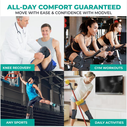 MODVEL 2 Pack Compression Knee Braces for Men & Women – Knee Support Sleeves for Sports, Workouts, Running, Weightlifting, Basketball, Volleyball – Joint Knee Pain Relief 🍁 All In One Marketplace Canada