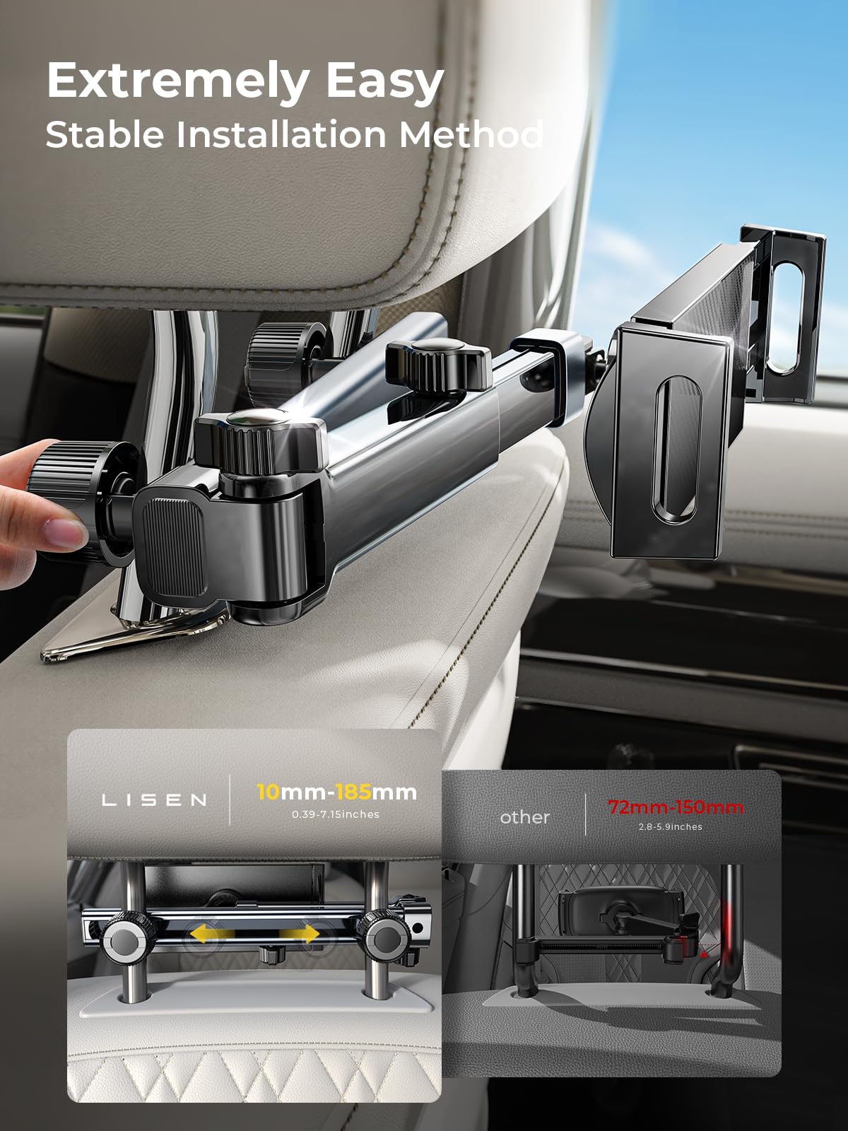 LISEN for iPad Tablet Holder for Car [3 in 1] Car Accessories iPad Holder Mount Back Seat for Car Headrest Video Kids Long Road Trip Car Essentials for 4.7-11" Tablet iPad Pro, Mini, Samsung (Black) 🍁 All In One Marketplace Canada