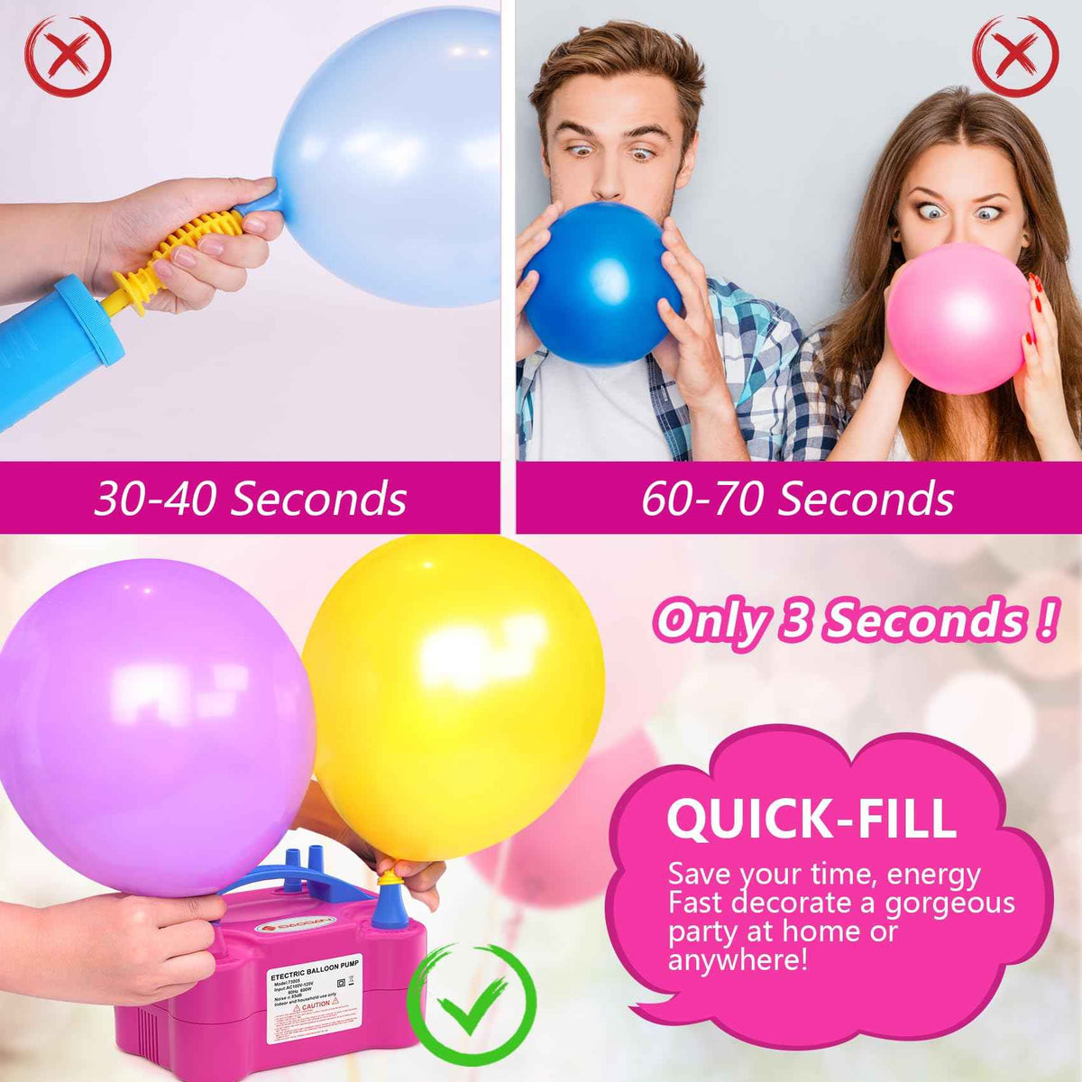 IDAODAN Electric Balloon Pump, Portable Electric Balloon Blower Machine Inflator Air Pump Dual Nozzle110V 600W for Party Decorations 🍁 All In One Marketplace Canada