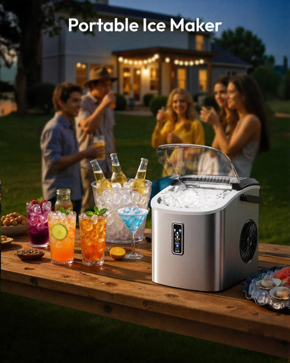 EUHOMY Ice Maker Countertop, 9 Cubes Ready in 6 Mins, 26lbs/24H, Self-Cleaning, Portable Ice Maker Machine with Carry Handle, Basket and Scoop, 2 Sizes of Bullet Ice for Home, Kitchen, Office 🍁 All In One Marketplace Canada