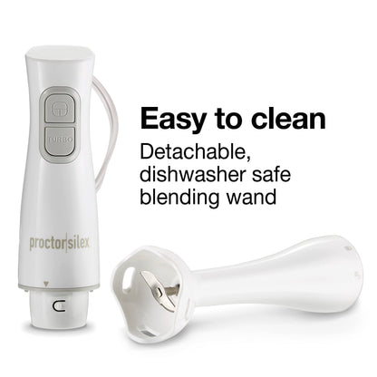 Proctor Silex Electric Immersion Blender with Detachable Dishwasher Safe Handheld Hand Blender Stick, 2-Speeds, 150 Watts, White (59739) 🍁 All In One Marketplace Canada