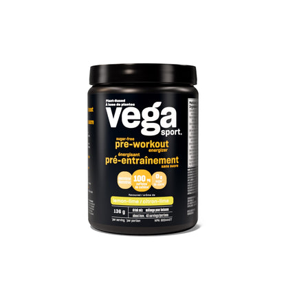 Vega Sport Sugar Free Pre-Workout Energizer, Lemon Lime (40 Servings) Vegan Preworkout Energy Powder, Gluten Free, 100mg Caffeine, Non GMO, 136g (Packaging May Vary) 🍁 All In One Marketplace Canada