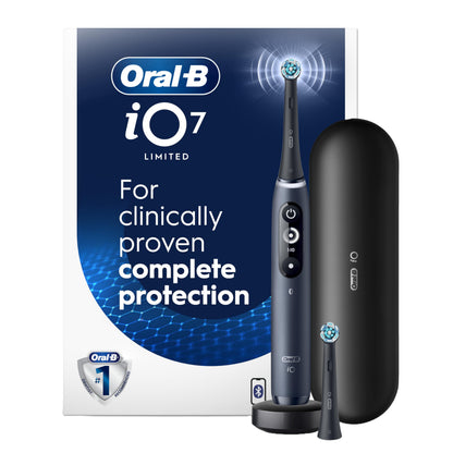 Oral-B iO Deep Clean + Protect Rechargeable Electric Toothbrush, Black with Visible Pressure Sensor, 5 Cleaning Settings, 2 Min Timer, a iO Series 7 Toothbrush, 2 Replacement Brush Heads, and Charging Travel Case 🍁 All In One Marketplace Canada
