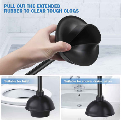Toilet Plunger and Brush with Holder, Bowl Brush and Heavy Duty Toilet Plunger Set for 5.7-inch Toilet Drain, 2-in-1 Bathroom Cleaning Combo with Modern Caddy Stand (Black) 🍁 All In One Marketplace Canada