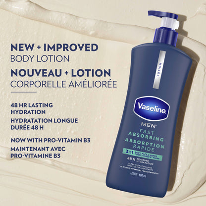 Vaseline Men 3 in 1 Body, Face & Hands Lotion 48 H Dry skin moisturizer, Fast Absorbing with Ultra hydrating lipids, 600 ml (3-pack) 🍁 All In One Marketplace Canada