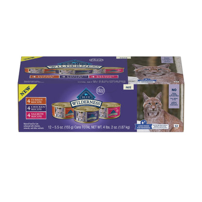 Blue Buffalo Wilderness HR Adult Cat Chicken/Salmon/Turkey 5.5oz Can Variety Pack 🍁 All In One Marketplace Canada
