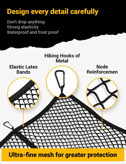 AUTOWN Cargo Net for Pickup Truck Bed - Stretchable 4'x4' to 7'x7', High Elastic Fine Mesh 1''x1'' with 8 Metal Carabiners - Ideal for ATV, SUV, UTV, Truck and Boat Use (Single Layer) 🍁 All In One Marketplace Canada