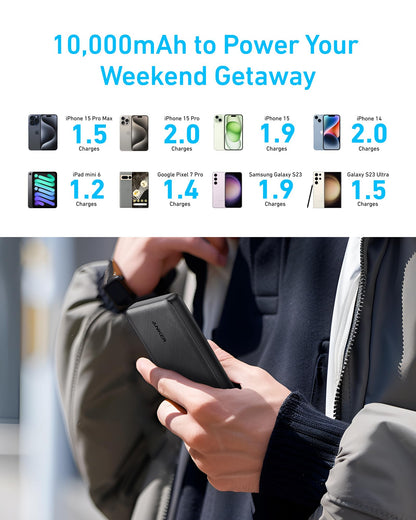 Anker Power Bank(PowerCore 10K),Compact Travel-Ready 10,000mAh Battery Pack with PowerIQ Charging Technology,5V/3A High-Speed Charging for iPhone,iPad,and More (USB-C Input and Output（Black），1pack) 🍁 All In One Marketplace Canada