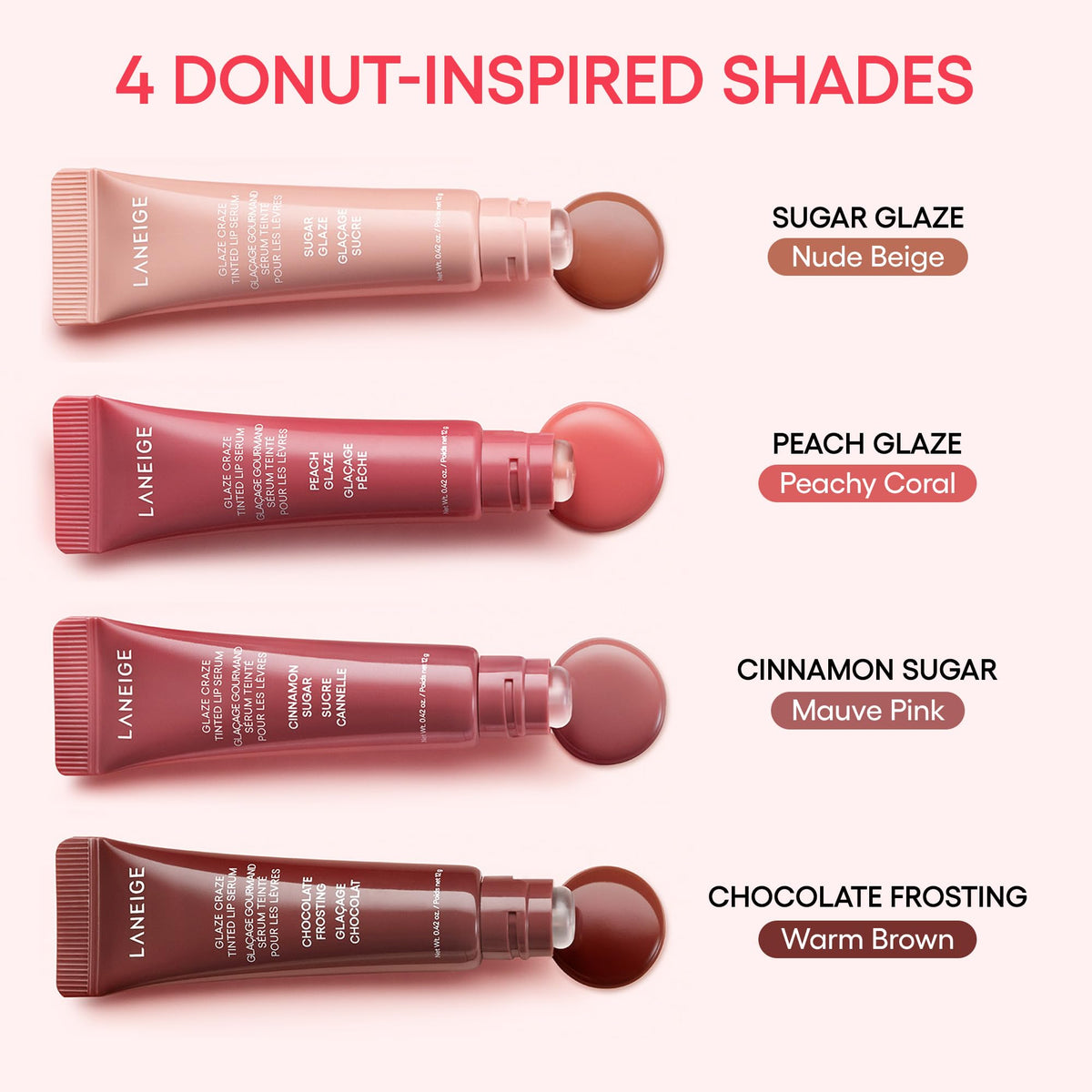 LANEIGE Glaze Craze Tinted Lip Serum, Sugar Glaze: Hydrating Lip Serum for Glossy, Nourished Lips with Plumping Polypeptides 🍁 All In One Marketplace Canada