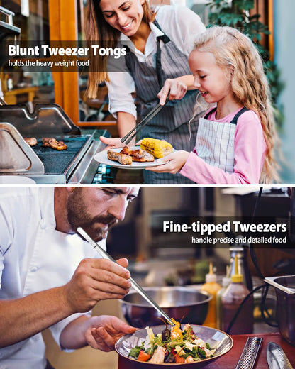 2 Pcs 12-inch Cooking Tweezers Tongs Precision Serrated Tips, Stainless Steel Professional Chef Tweezer Kitchen Tools for BBQ, Plating and Serving 🍁 All In One Marketplace Canada