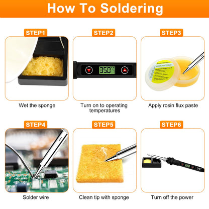Soldering Iron Kit 80W LCD Adjustable Temperature 180-520℃ Solder Kit Electronics 12 in 1 Welding Tools with ON/Off Switch, Solder Wire, 5 Soldering Tips, Desoldering Pump, Stand, Tweezers 🍁 All In One Marketplace Canada