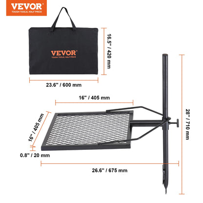 VEVOR Swivel Campfire Grill, Fire Pit Grill Grate, Heavy Duty Steel Grill Grates, 360° Adjustable Open Outdoor Cooking Equipment, Portable Camp Fire Racks for Camping Outdoor BBQ 🍁 All In One Marketplace Canada