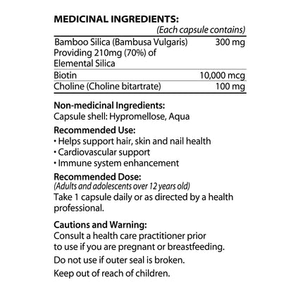 GNA Naturals - Bamboo Silica with Biotin 10,000mcg, 90 v-caps - A Supplement for Radiant Hair, Skin and Nails - Silica Supplement for Hair, Nail, Joint Care and Skin Vitality - Made in Canada 🍁 All In One Marketplace Canada