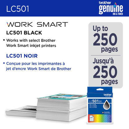 Brother Genuine LC501BKS Standard Yield Black Ink Cartridge for Brother Printer MFC-J1260DW, MFC-J1360DW, MFC-J1410DW 🍁 All In One Marketplace Canada