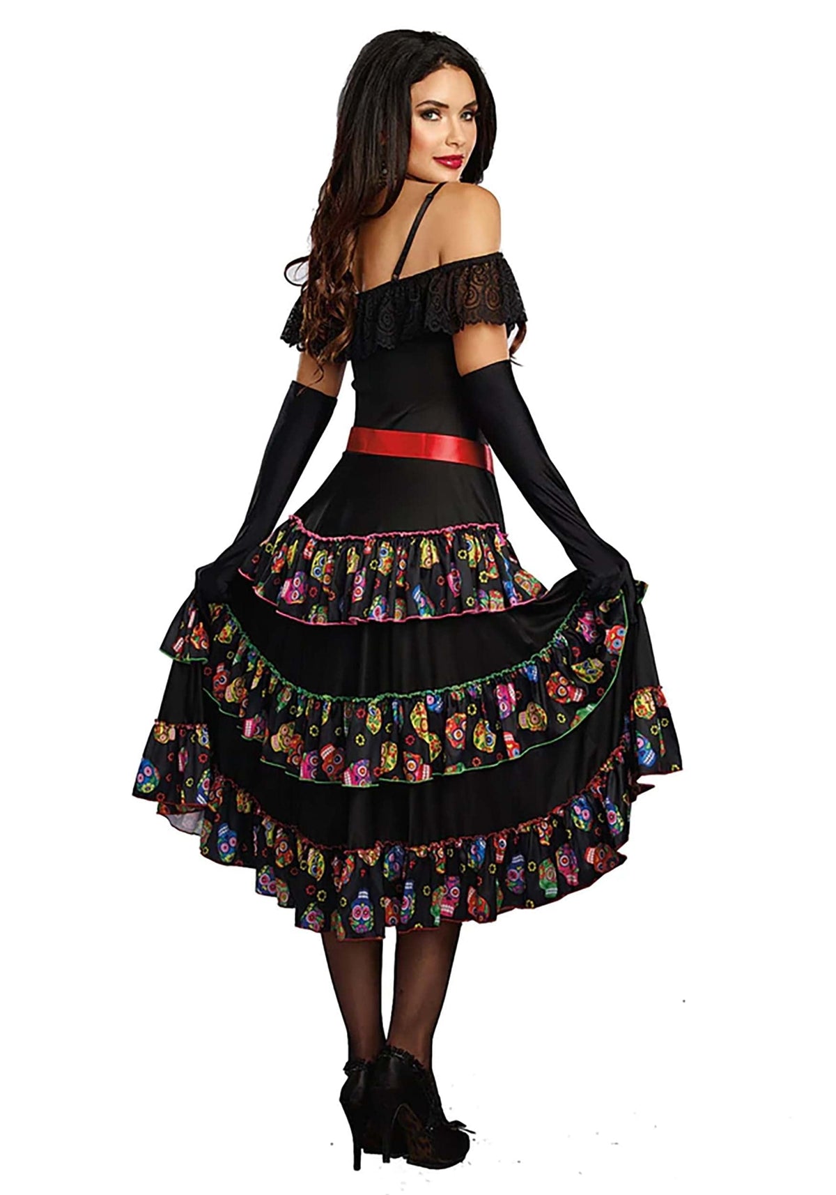 Dreamgirl Womens Lady of the Dead Costume, Adult Day of the Dead Halloween Costume Medium