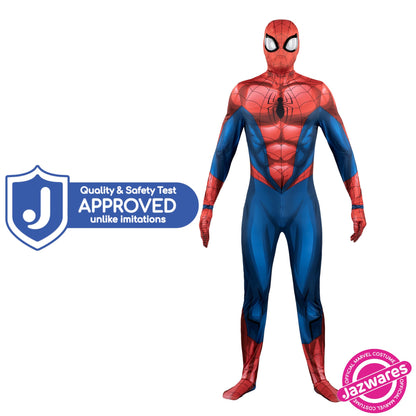 MARVEL Spider-Man Official Adult Deluxe Zentai Halloween Costume - Stretch Spandex with Hidden Zippers and Wrist Slits (L)