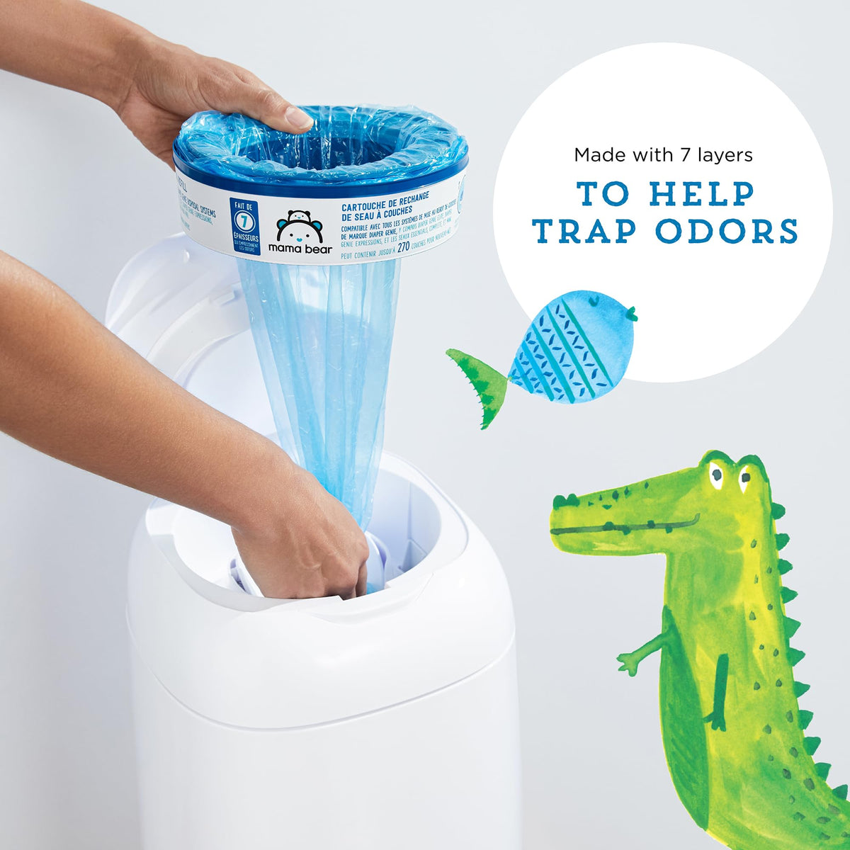 Mama Bear Diaper Pail Refills for Diaper Genie Pails, 270 Count (Pack of 8) 🍁 All In One Marketplace Canada