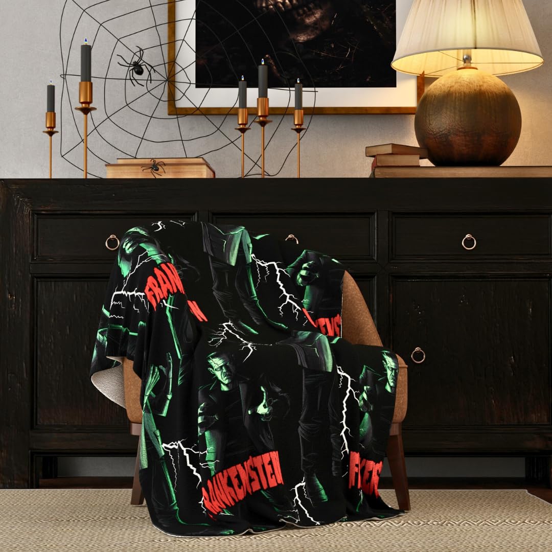 Franco Collectibles Universal Monsters Frankenstein Halloween Horror Throw Blanket, Super Soft Cozy Plush Bedding, 50" x 70", (Officially Licensed Product)