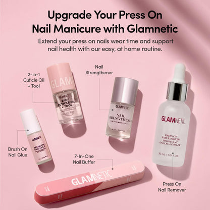 Glamnetic Press On Nails - Ma Damn | French Tip Nails, UV Finish Short Pointed Almond Shape, Reusable Semi-Transparent Nails in 12 Sizes - 24 Nail Kit with Glue 🍁 All In One Marketplace Canada