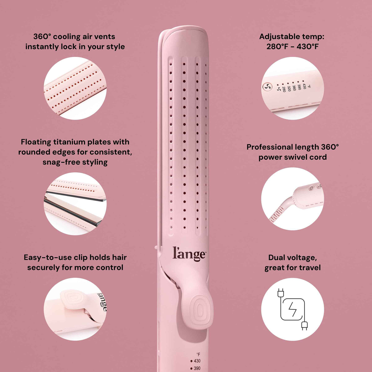 L'ANGE HAIR Le Duo Grande 360° Airflow Styler | 2-in-1 Curling Wand & Titanium Flat Iron Hair Straightener | Professional Hair Curler with Cooling Air Vents to Lock in Style | Adjustable Temp 🍁 All In One Marketplace Canada
