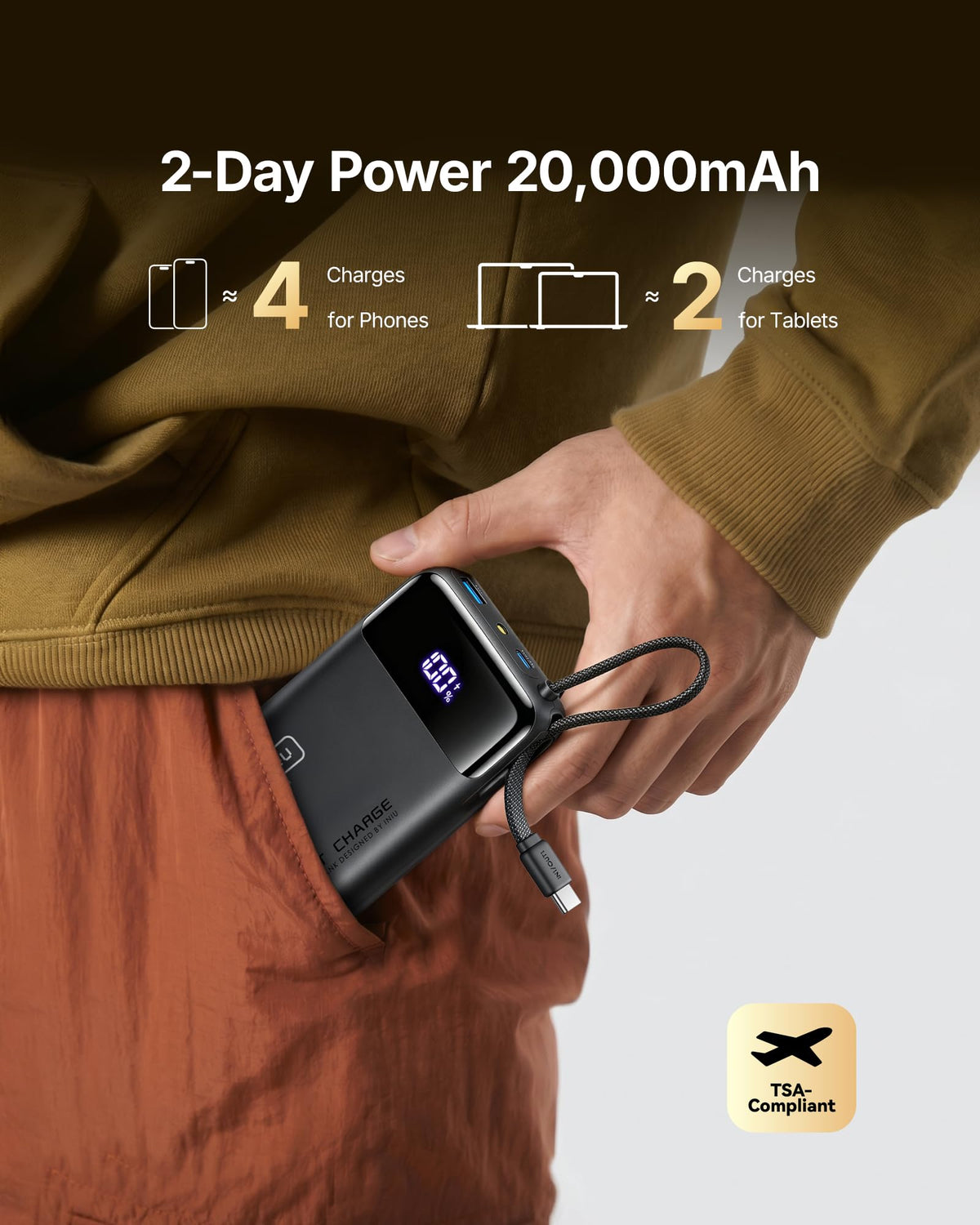 INIU 20000mAh Power Bank, Small 45W PD Fast Charging Portable Charger with Built-in USB C Cable, Flight-Safe Travel External Phone Battery Pack for iPhone 17 16 Pro Max Samsung S25 S26 Google iPad etc 🍁 All In One Marketplace Canada