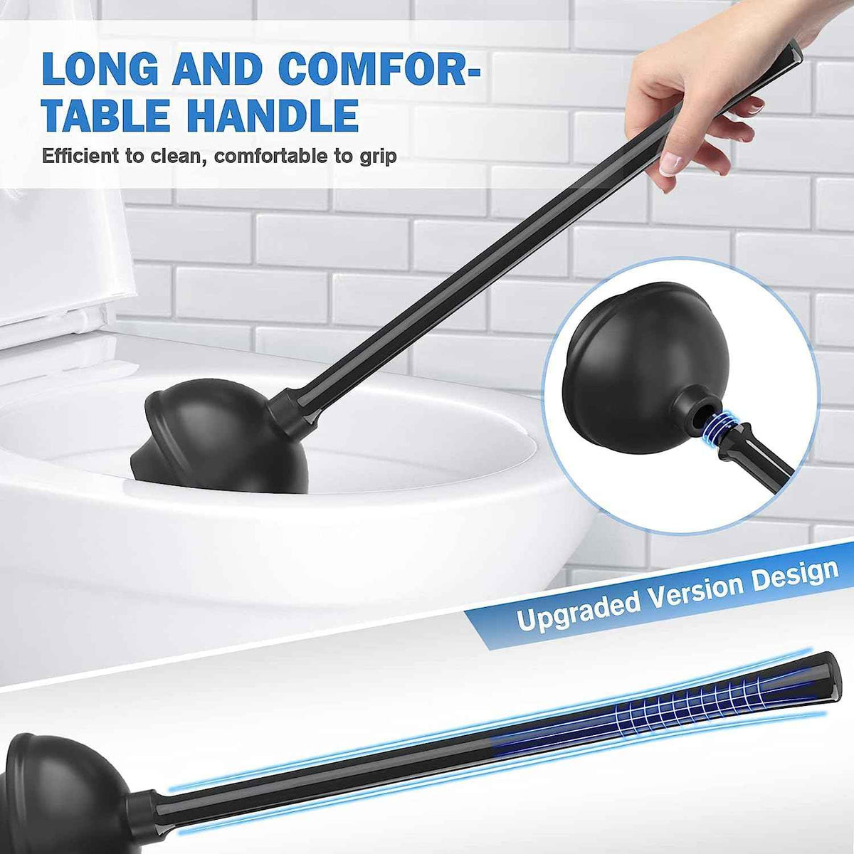 Toilet Plunger and Brush with Holder, Bowl Brush and Heavy Duty Toilet Plunger Set for 5.7-inch Toilet Drain, 2-in-1 Bathroom Cleaning Combo with Modern Caddy Stand (Black) 🍁 All In One Marketplace Canada