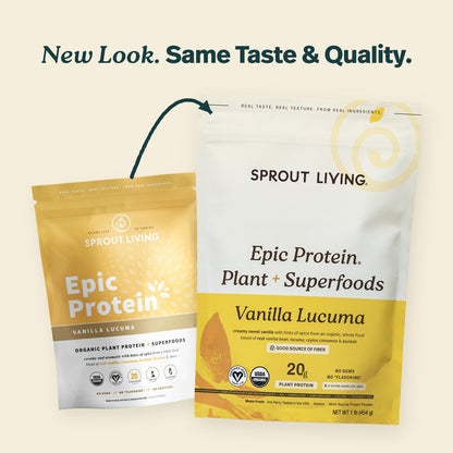Sprout Living Epic Protein Powder, Vanilla Lucuma Flavor, Organic Plant Protein, Gluten Free, No Additives, 19 Grams Clean Vegan Protein (1 pound,13 servings) 🍁 All In One Marketplace Canada