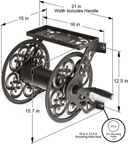 Liberty Garden No.708 Wall Mount Steel Decorative Hose Reel, Bronze 🍁 All In One Marketplace Canada