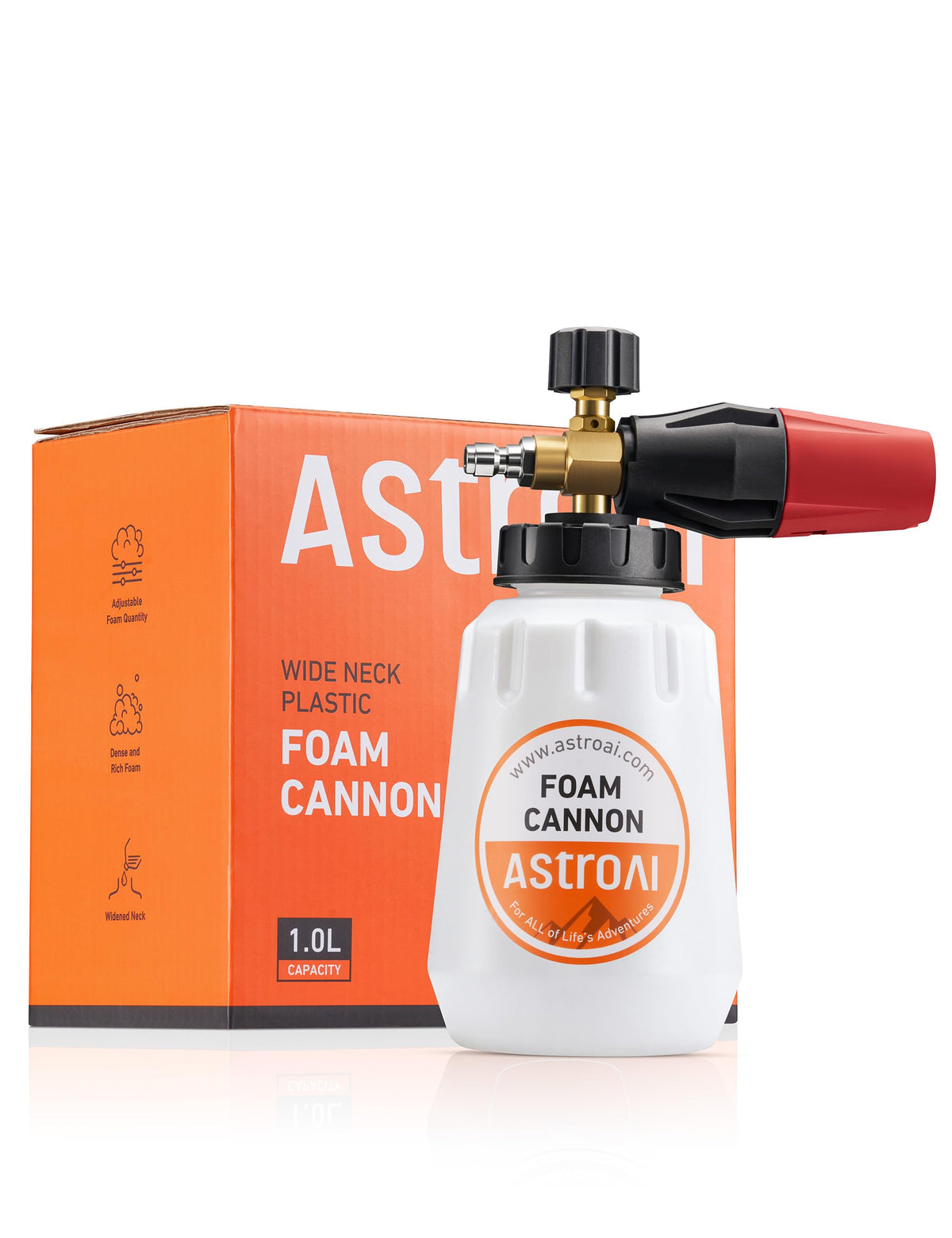 AstroAI Foam Cannon, Heavy Duty Car Foam Blaster Wide Neck Adjustable Snow Foam Lance and Thick Foam for Pressure Washer 1/4" Quick Connector （1L Bottle Without 5 Nozzles） 🍁 All In One Marketplace Canada