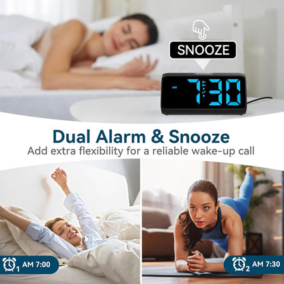 Netzu Loud Alarm Clocks for Bedrooms, Heavy Sleepers Alarm Clock with Dual Alarms, Bold Digits, 5 Dimmers, 4 Volumes, Snooze, Bedside Clock for Deep Sleepers Kids Teens Seniors, Plug in Clock 🍁 All In One Marketplace Canada