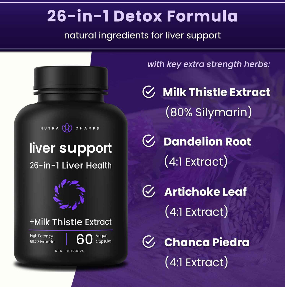Liver Cleanse Detox & Repair Formula – 25+ Herbal Ingredients for Liver Health – Milk Thistle (80% Silymarin), Artichoke, Dandelion Root & More – Liver Support Supplement – 120 Capsules 🍁 All In One Marketplace Canada