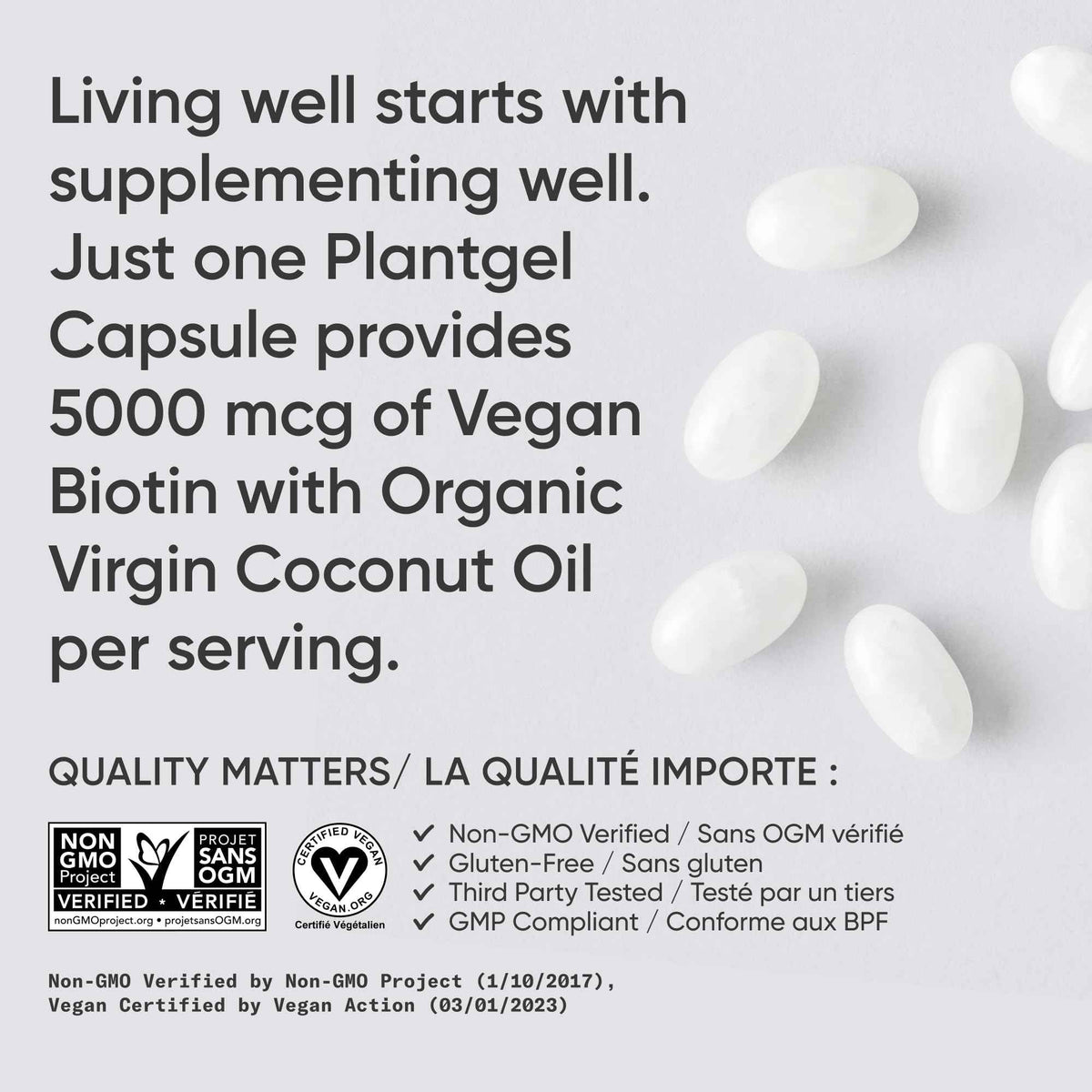 Sports Research® Extra Strength Vegan Biotin 5,000mcg with Organic Coconut Oil - Helps to Maintain Healthy Hair, Nails and Skin - Great for Women & Men - 120 Veggie Softgels 🍁 All In One Marketplace Canada