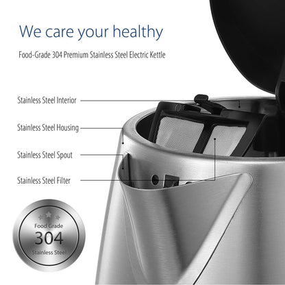 COMFEE' Stainless Steel Electric Kettle, 1.7L Tea Kettle Electric for Boiling Water, Hot Water Kettle 1500W Fast Boil with LED Light, Auto Shut-Off and Boil-Dry Protection 🍁 All In One Marketplace Canada