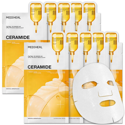 MEDIHEAL Ceramide Essential Face Mask - Moisturizing, Barrier Repair with Panthenol & Adenosine for Intense Hydration for Dry & Sensitive Skin, Face Mask for Women, Vegan, Korean Skincare (10 Sheets) 🍁 All In One Marketplace Canada