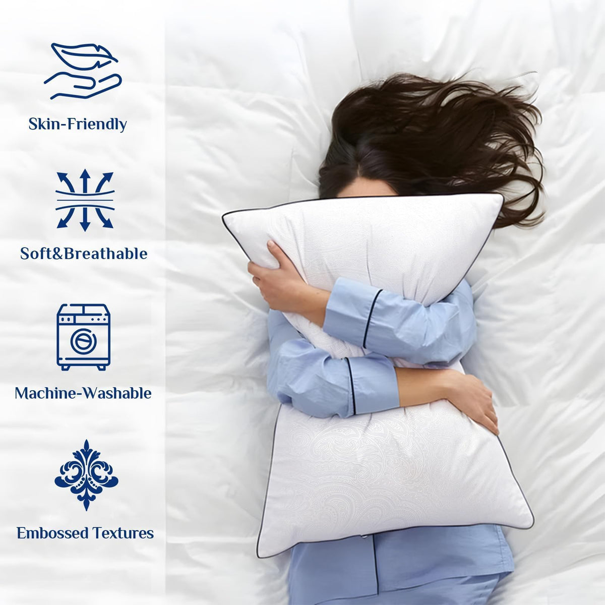 JOLLYVOGUE Pillows Standard Size 2 Pack for Sleeping, Soft and Supportive Bed Pillow for Side and Back Sleepers, Down Alternative Hotel Collection Pillows Set of 2 🍁 All In One Marketplace Canada