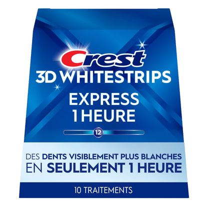 Crest 3D Whitestrips 1-Hour Express At-home Teeth Whitening Kit, 10 Treatments, 12 Levels Whiter for Fast Whitening 🍁 All In One Marketplace Canada