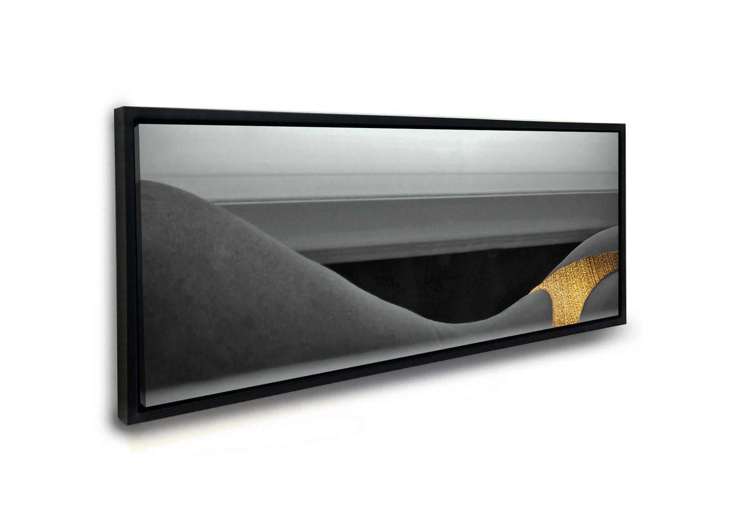 Leinwandbild Wandkunst Schwarze und goldene Kurven - Kunst -