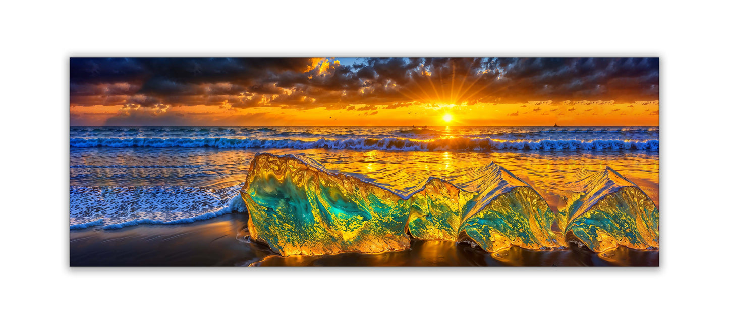 HDR Strandfelsen-Wandkunst-Skyline-Leinwanddruck